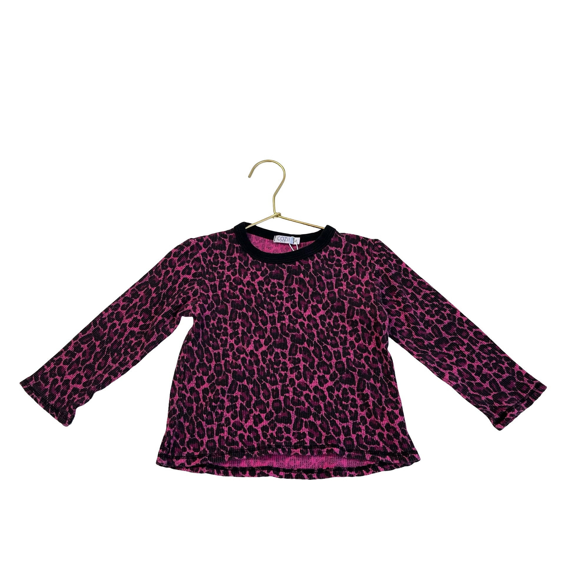 Cozii Purple Leopard Print Waffle Shirt - Size 2T