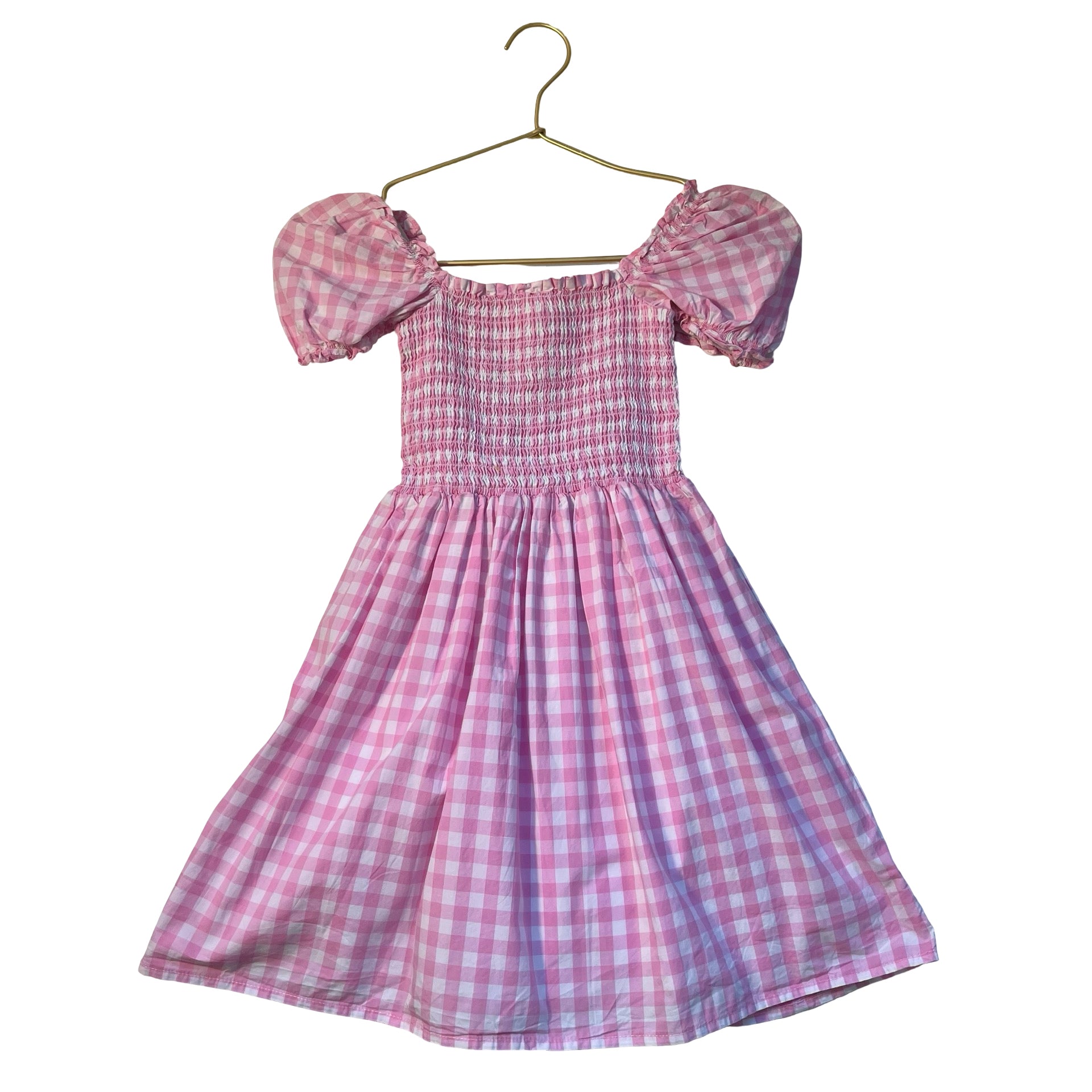 Janie and Jack Pink & White Check Smocked Dress - Size 8