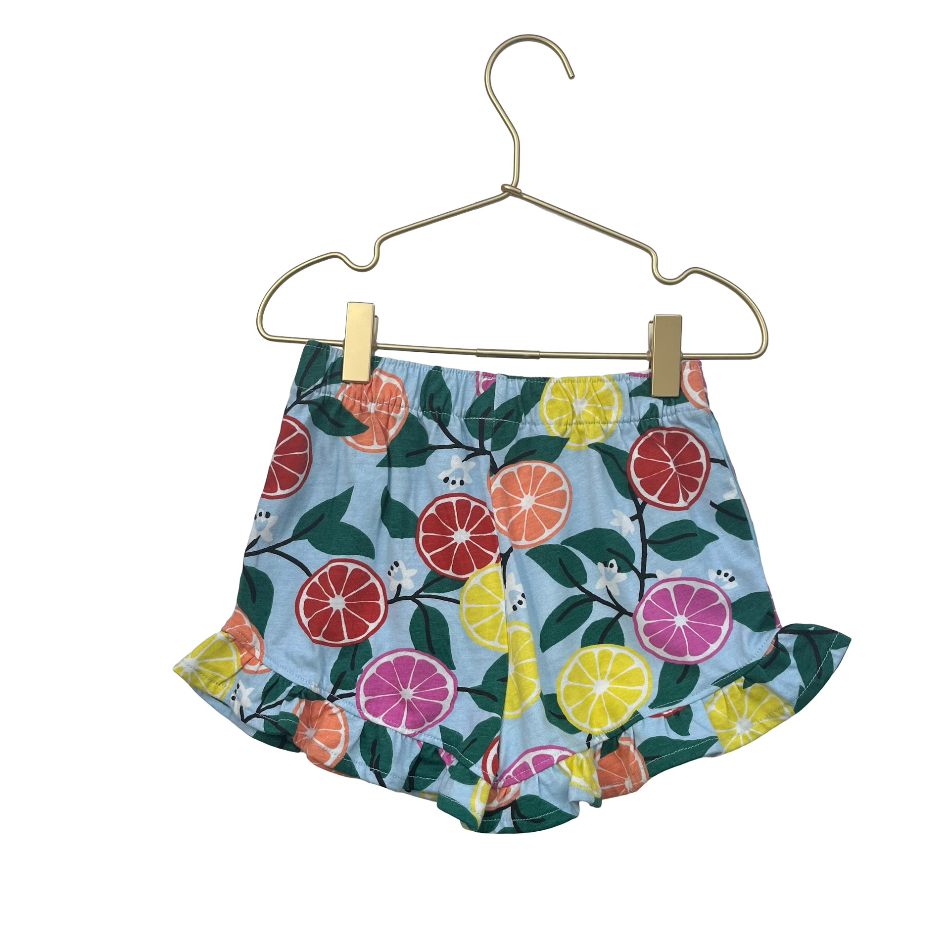 Hanna Andersson Citrus Print Ruffle-Hem Shorts - Size 3T