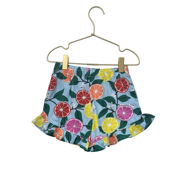 Hanna Andersson Citrus Print Ruffle-Hem Shorts - Size 3T