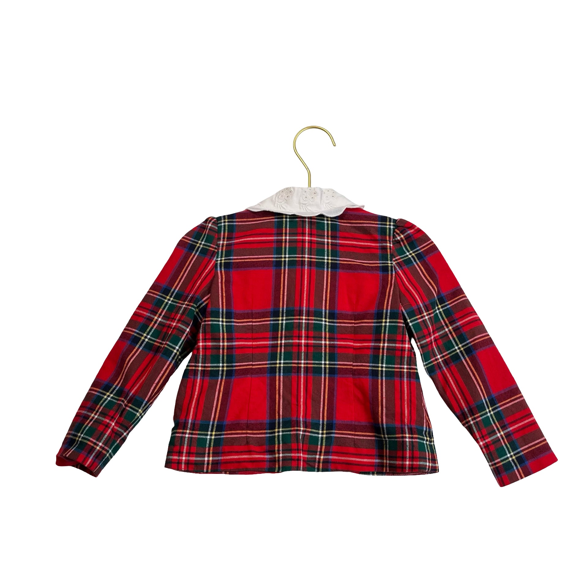 Janie and Jack Red Tartan Plaid Eyelet Collar Blazer - Size 18-24 Mo