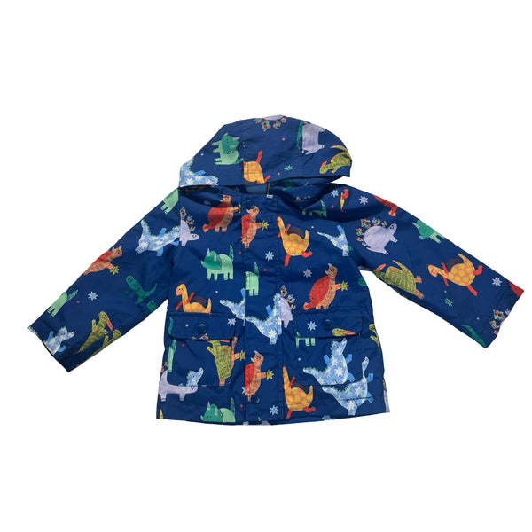 Tu Blue & Multi-Color Dinosaur Print Hooded Jacket - Size 12-18 Mo