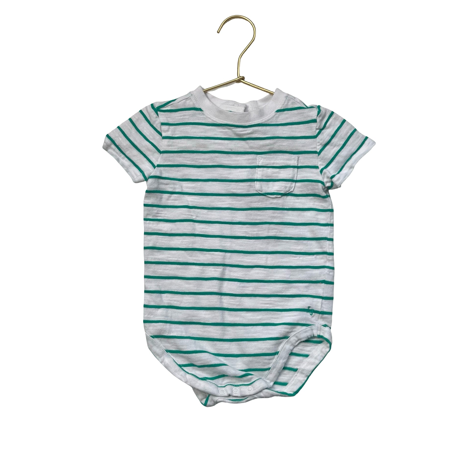 Janie and Jack White & Green Striped Onesie - Size 18-24 Mo