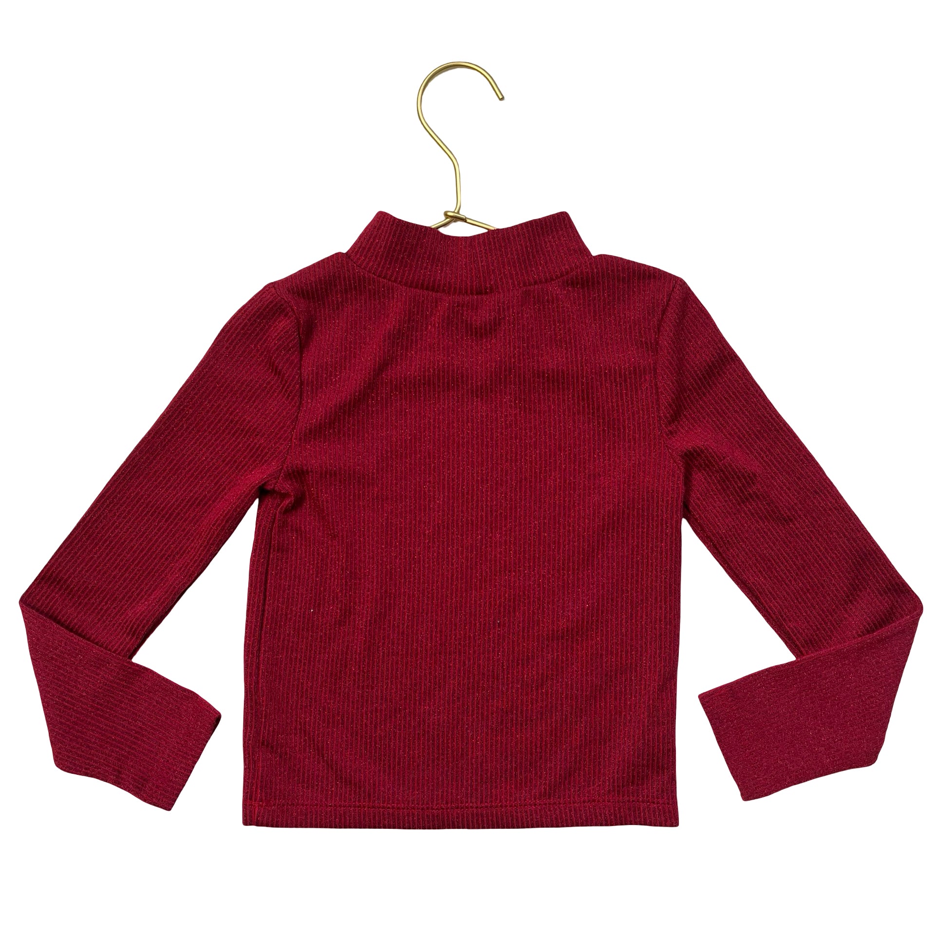 Baby Gap Red Metallic Ribbed Mock Neck Top - Size XS 4-5