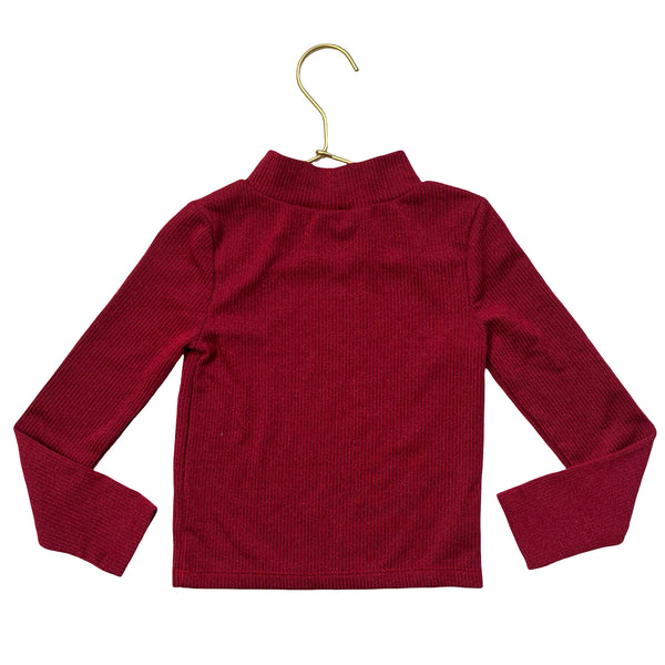 Baby Gap Red Metallic Ribbed Mock Neck Top - Size XS 4-5