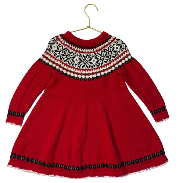 Hanna Andersson Red Cotton Fair Isle Dress - Size 100 (4)