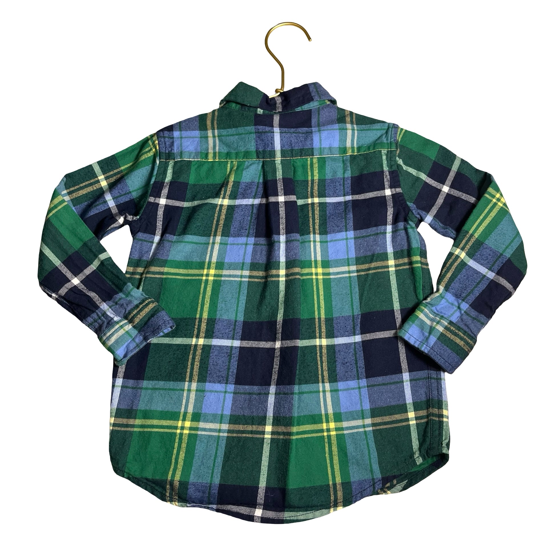 Janie and Jack Green & Navy Plaid Flannel Button Down Shirt - Size 3