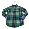 Janie and Jack Green & Navy Plaid Flannel Button Down Shirt - Size 3