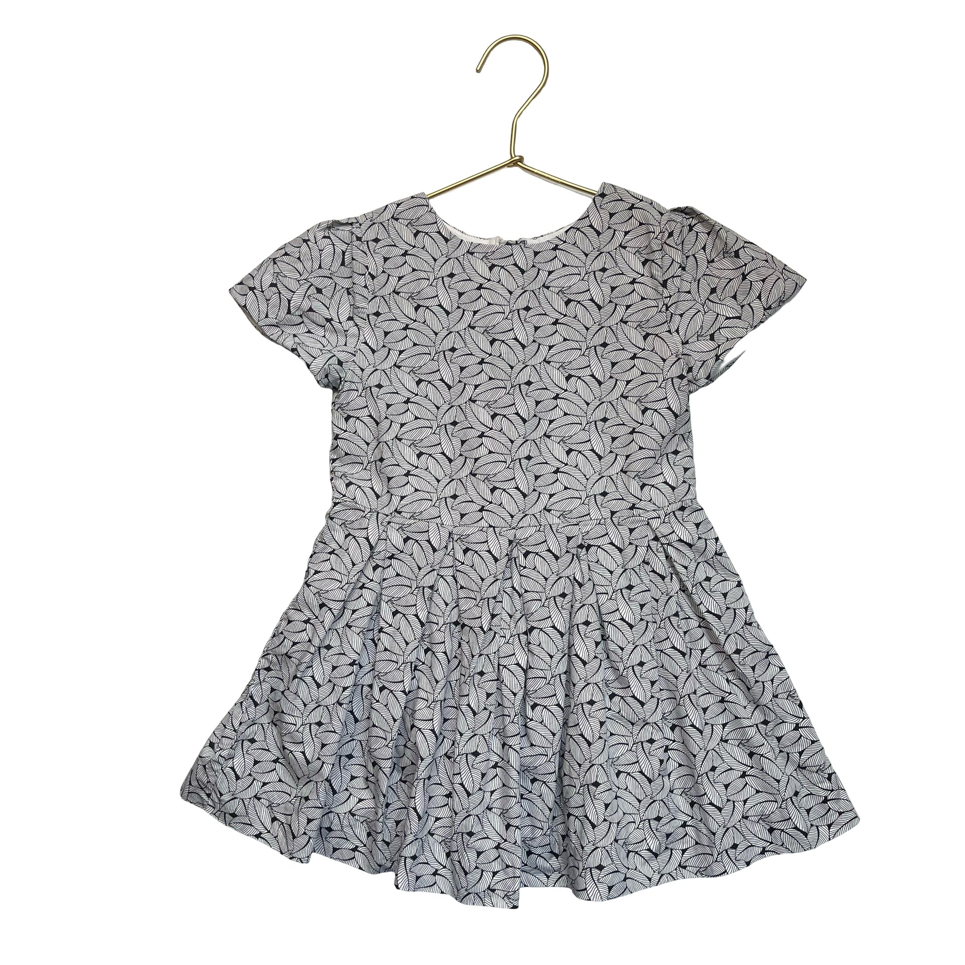 Jacadi Navy & White Leaf Print Dress - Size 3A