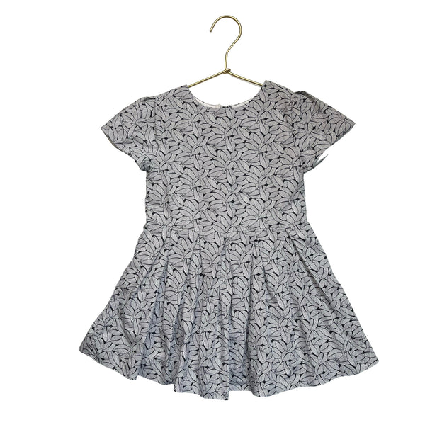 Jacadi Navy & White Leaf Print Dress - Size 3A