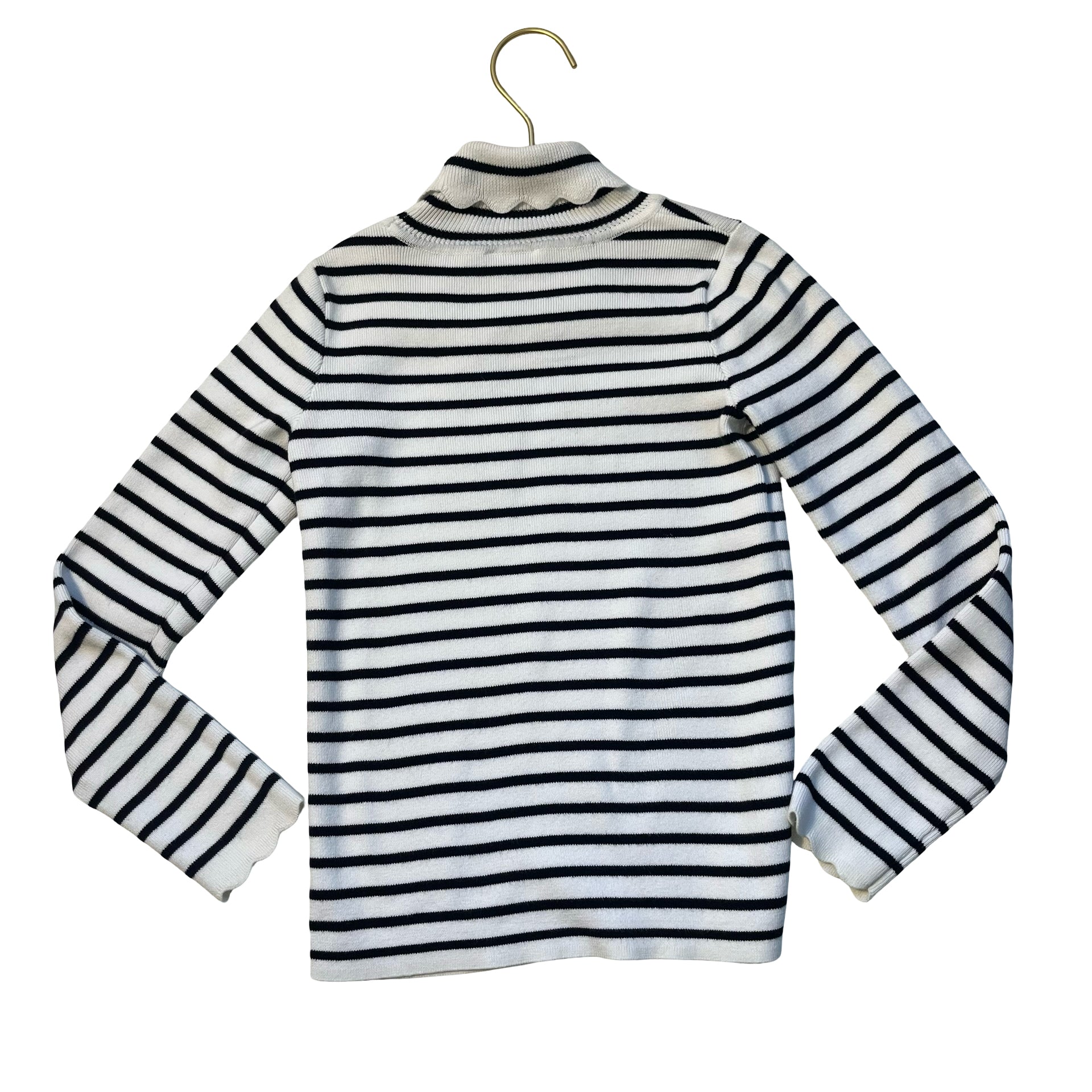 Jacadi White & Black Striped Turtleneck Sweater - Size 8A