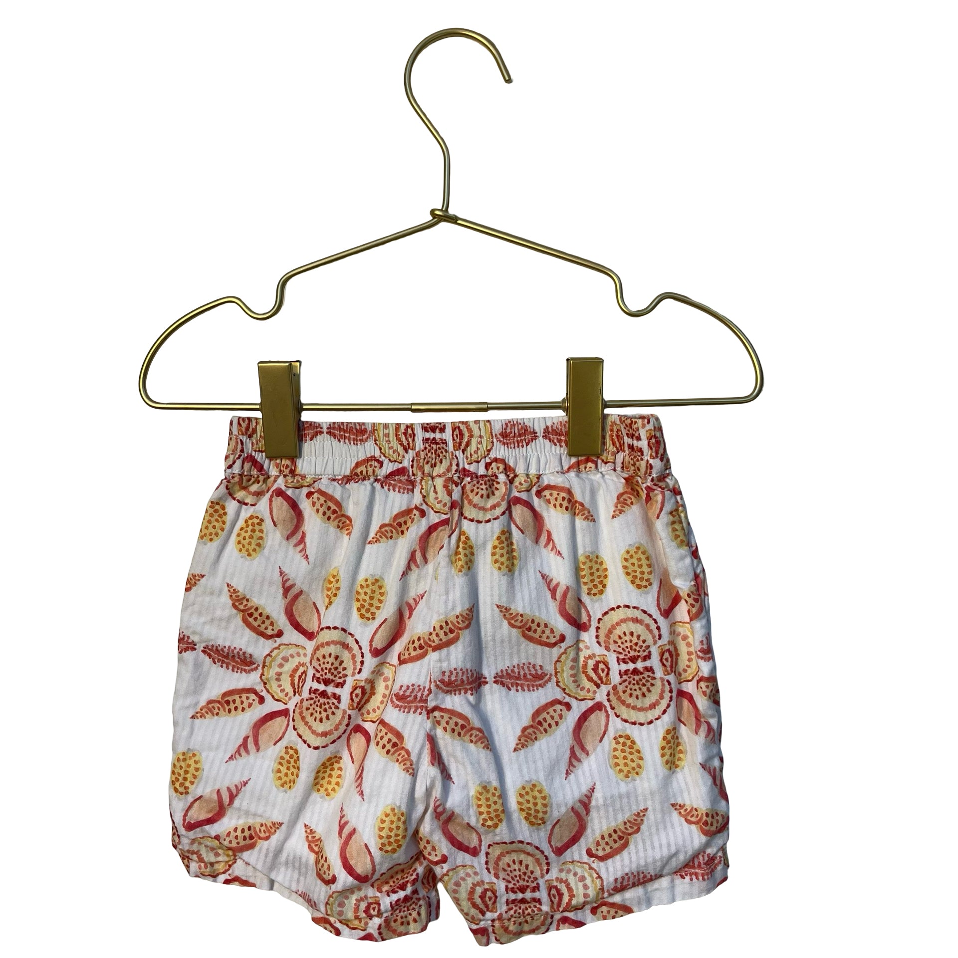 Hill House Ivory, Coral, Yellow Shell Print Shorts - Size 2Y