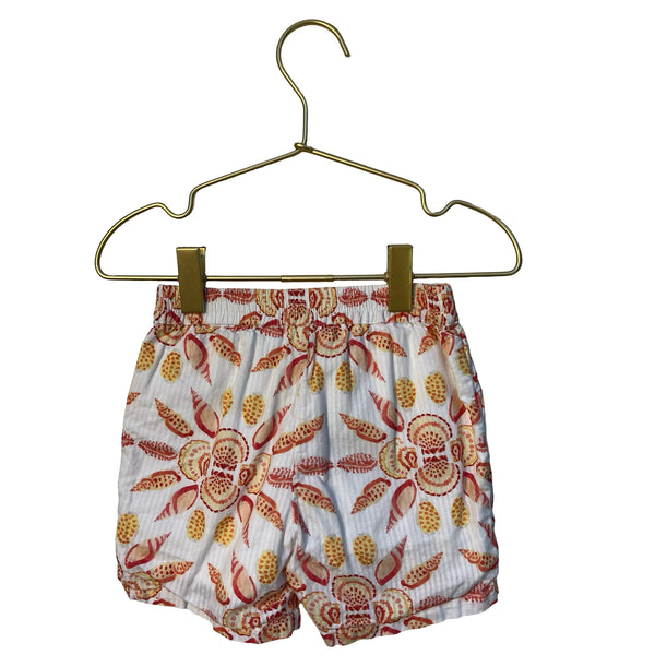 Hill House Ivory, Coral, Yellow Shell Print Shorts - Size 2Y