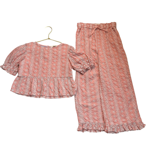 Mini Boden Pink Eyelet Pants & Top Set - Size 7-8Y
