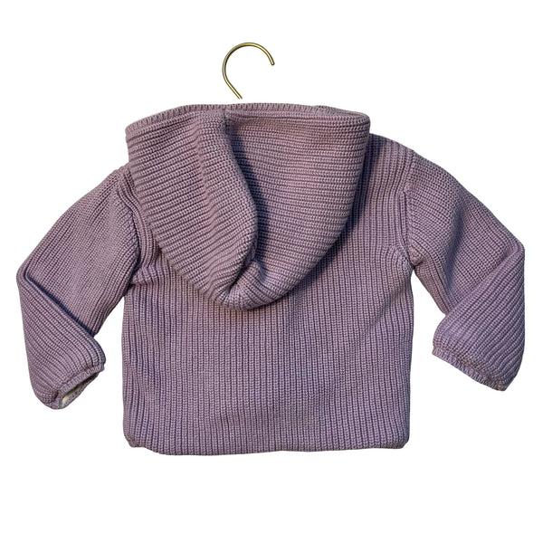 Nordstrom Faux-Fur Lined Lavender Hooded Cardigan Sweater - Size 18 Mo