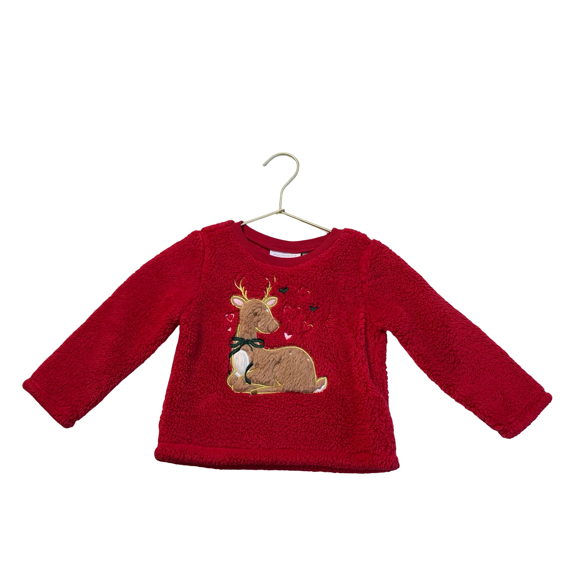 Children's Place Red Sherpa Reindeer Sweatshirt - Size 18-24 Mo