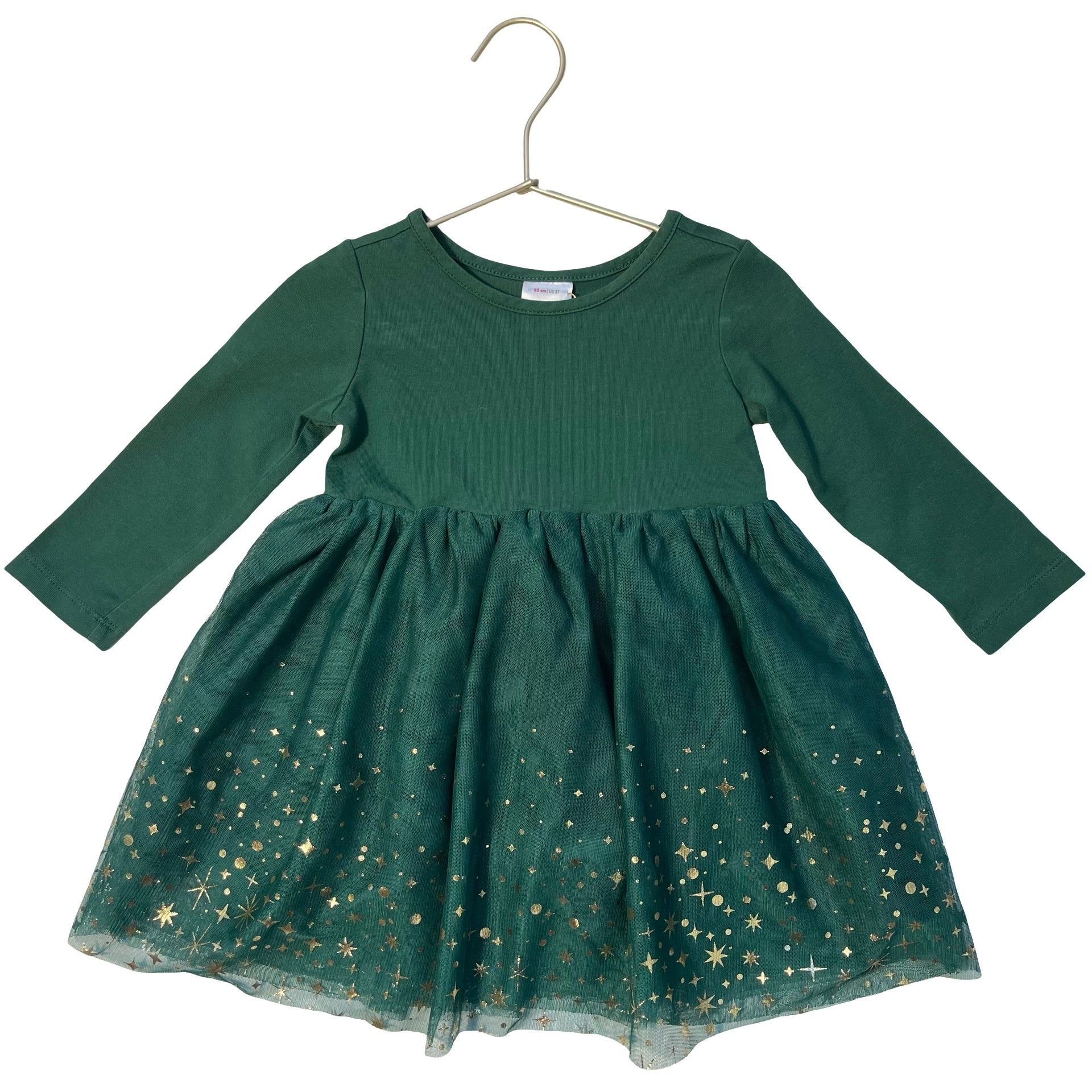 Hanna Andersson Green & Gold Foil Tulle Dress - Size 2T