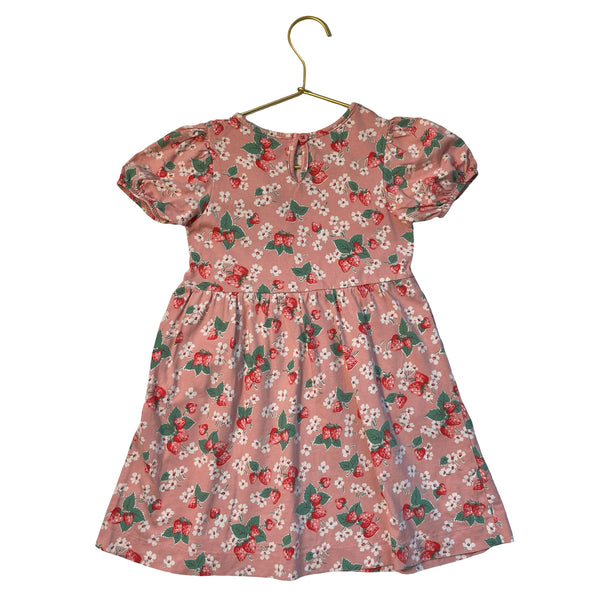Mini Boden Pink Strawberry Print Dress - Size 3-4Y