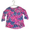 Lilly Pulitzer Colorful Flower Print Henley Blouse - Size M 6-7