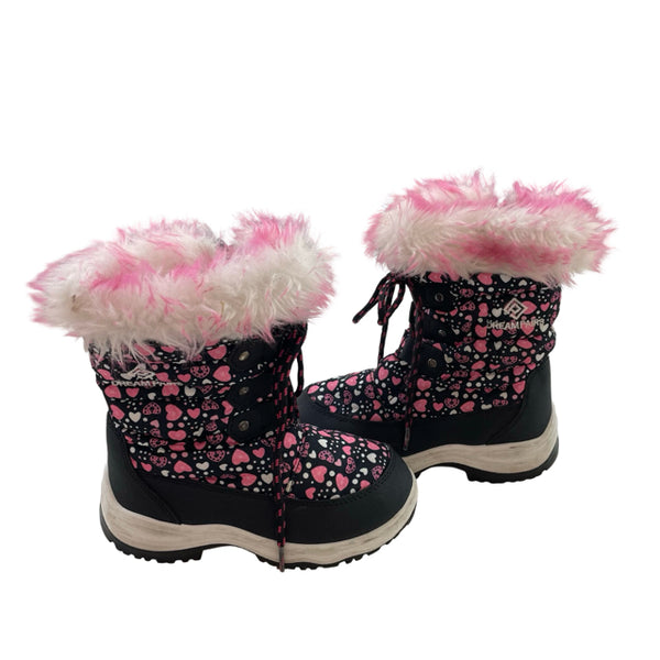 Dream Pairs Black & Pink Heart Winter Boots - Size 12