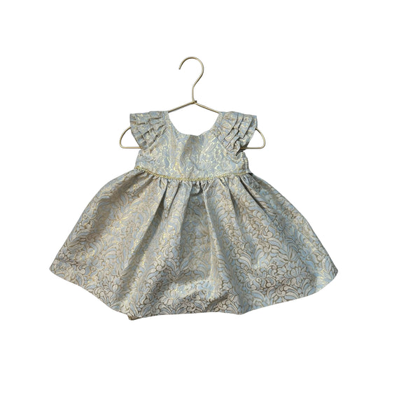 Laura Ashley Light Blue, Gold, Ivory Brocade Dress - Size 12 Mo Laura Ashley Light Blue, Gold, Ivory Brocade Dress - Size 12 Mo