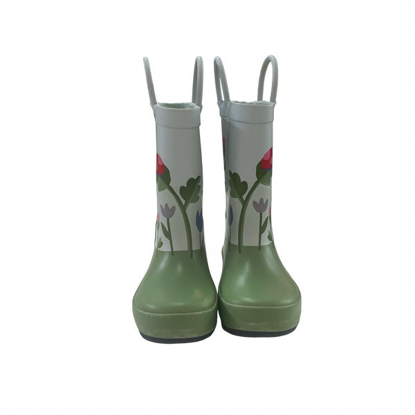 Cat & Jack Green & Blue Flower Rain Boots - Size 9