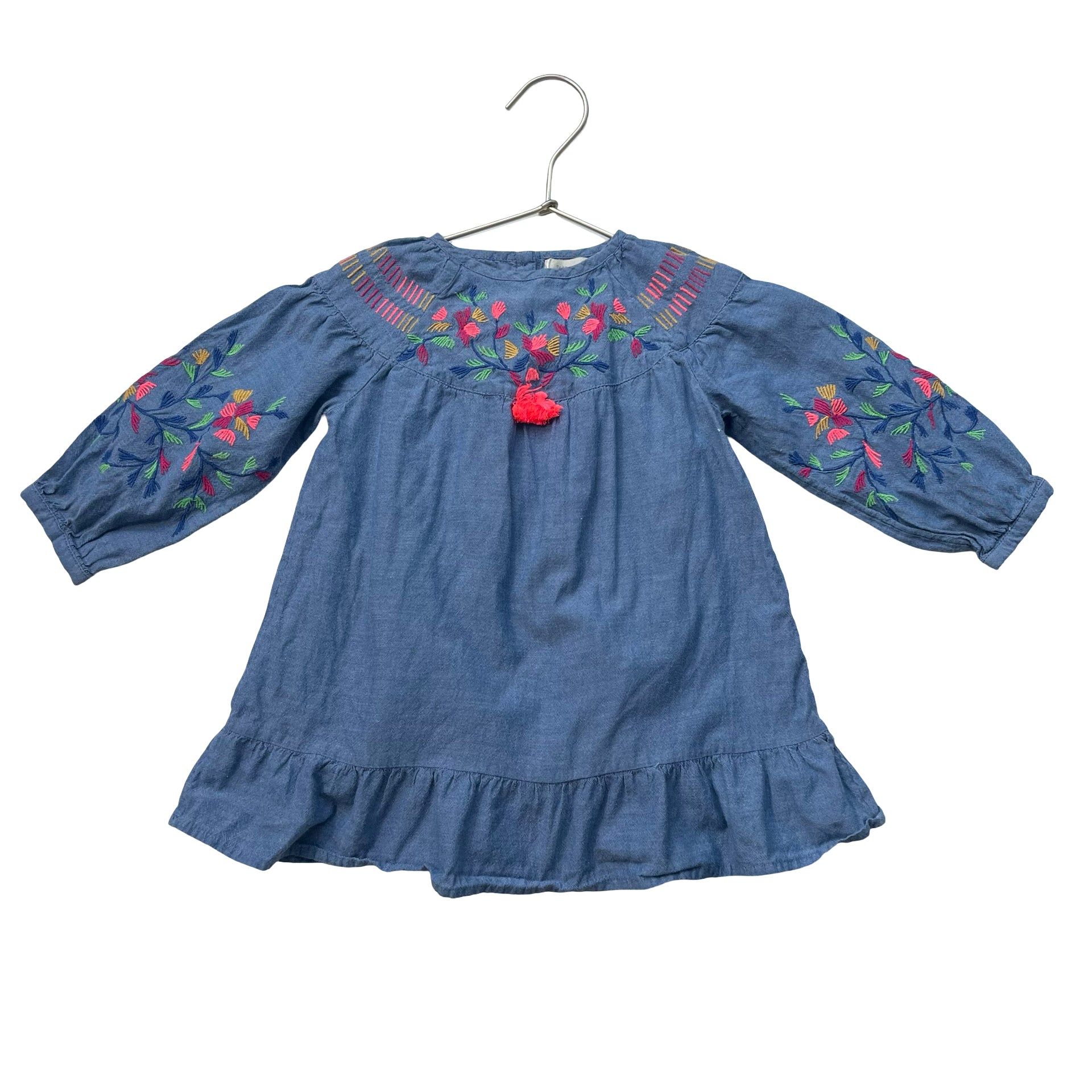 Zara Chambray Embroidered Dress - Size 18-24 Mo