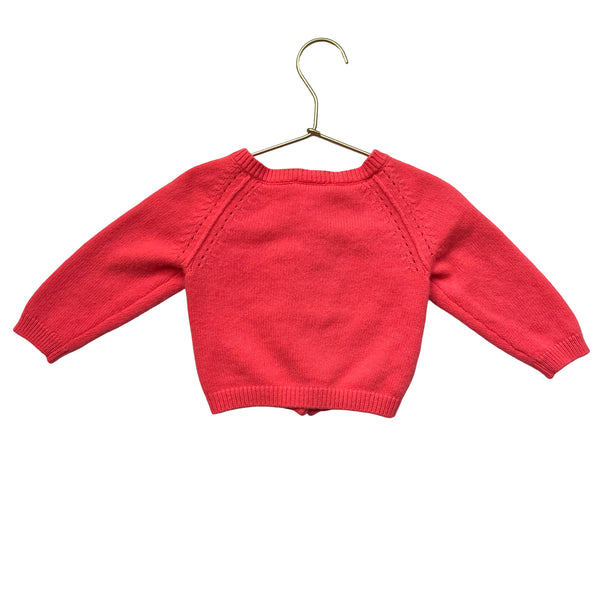 Jacadi Coral 100% Cashmere Cardigan Sweater - Size 12 Mo