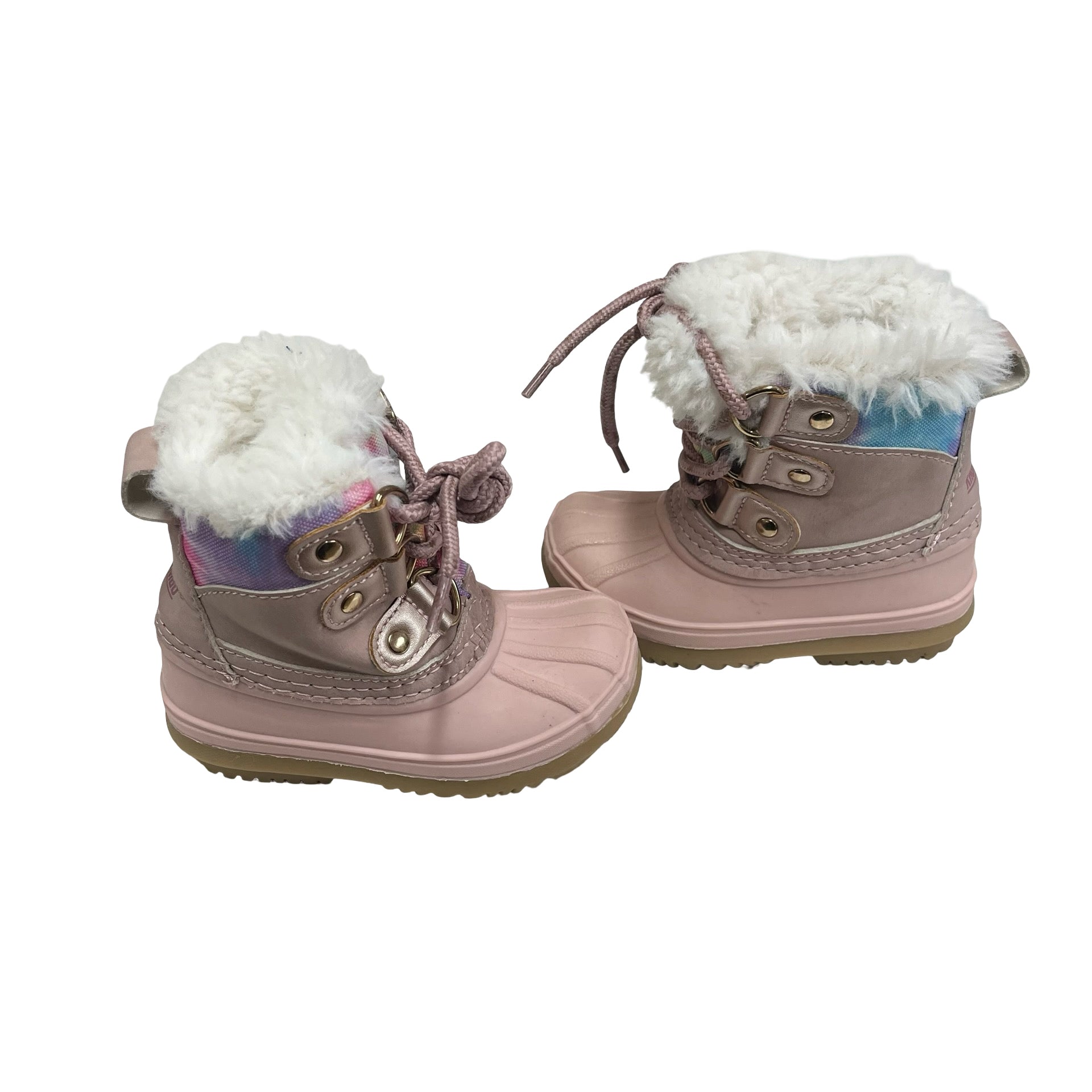 Khombu Pink & Tie-Dye Faux Fur Lined Winter Boots - Size 5