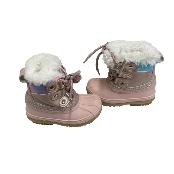 Khombu Pink & Tie-Dye Faux Fur Lined Winter Boots - Size 5