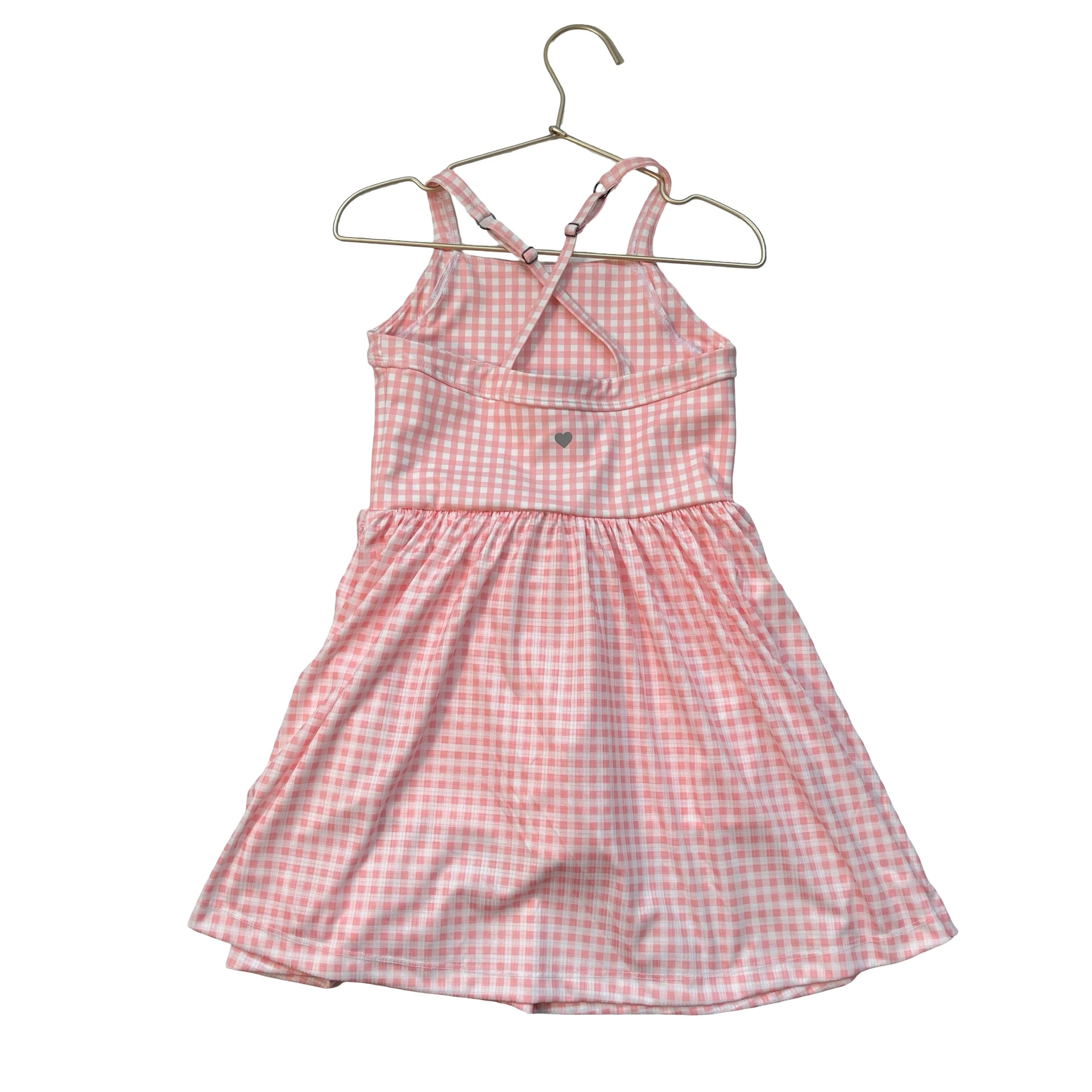 Lands' End Peach Check Athletic Skort Dress - Size S 6-7