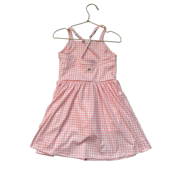 Lands' End Peach Check Athletic Skort Dress - Size S 6-7