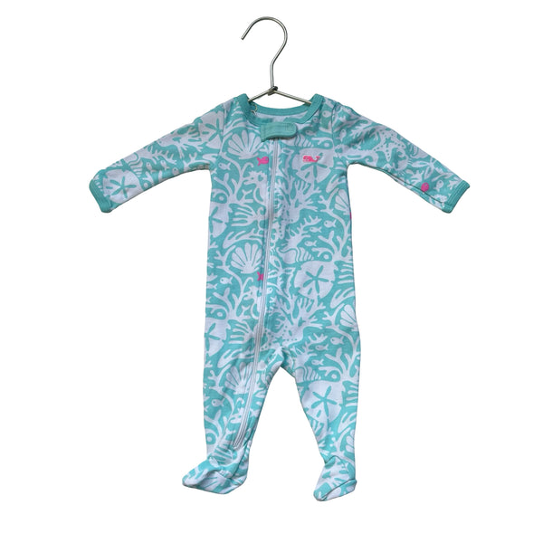 Vineyard Vines Teal & Ivory Under The Sea One Piece - Size 0-3 Months