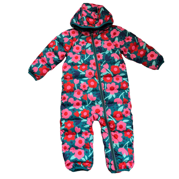 Hanna Andersson Green & Pink Flower Print Snowsuit - Size 18-24 Mo