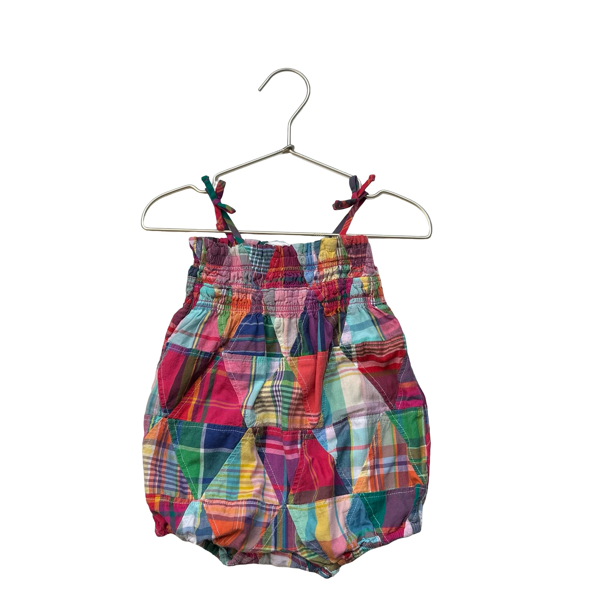 Ralph Lauren Colorful Patchwork Madras Plaid Bubble Romper - Size 9 Mo