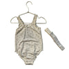 M&S Ivory Floral Swim Suit & Headband - Size 3