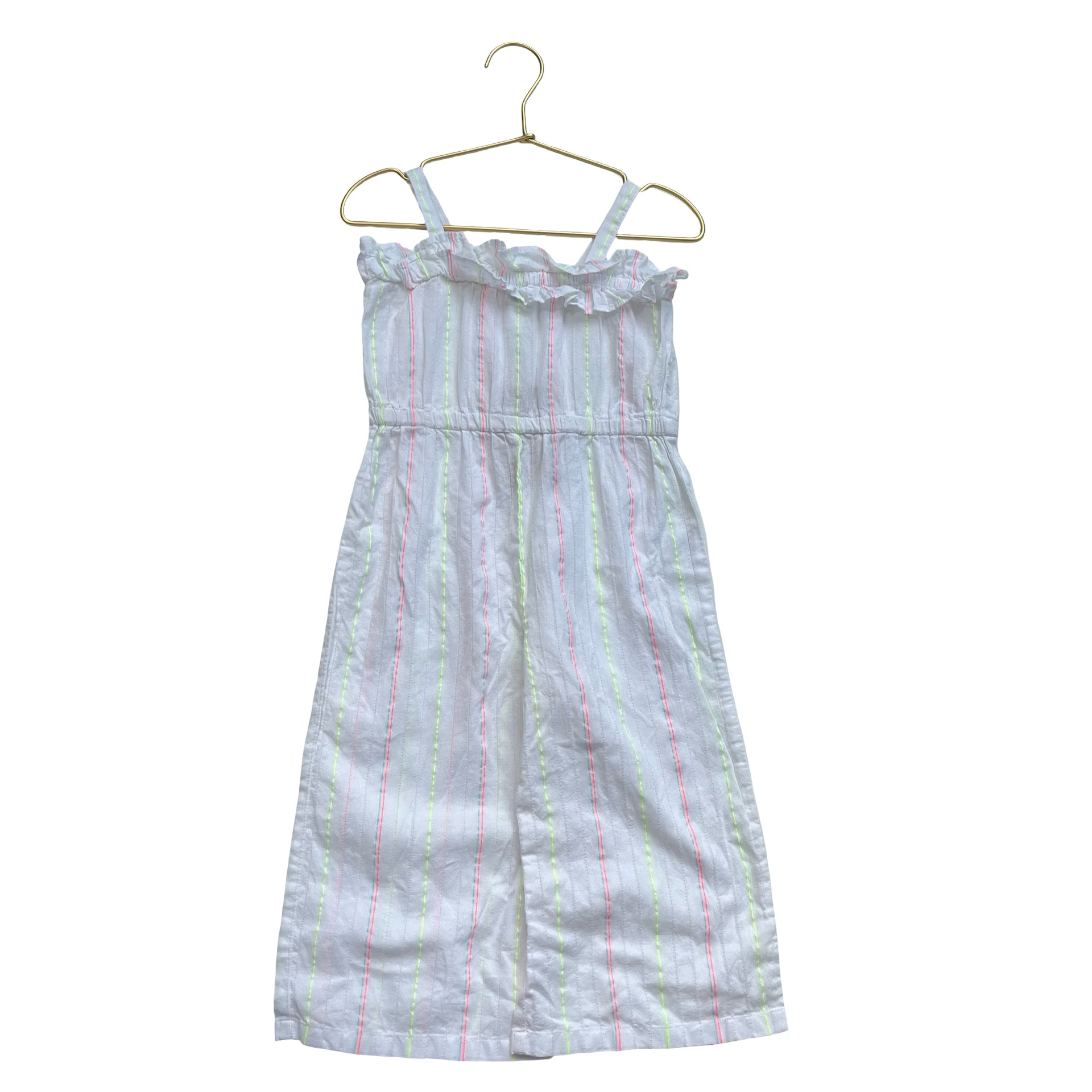 Janie and Jack White & Neon Striped Jumpsuit - Size 3