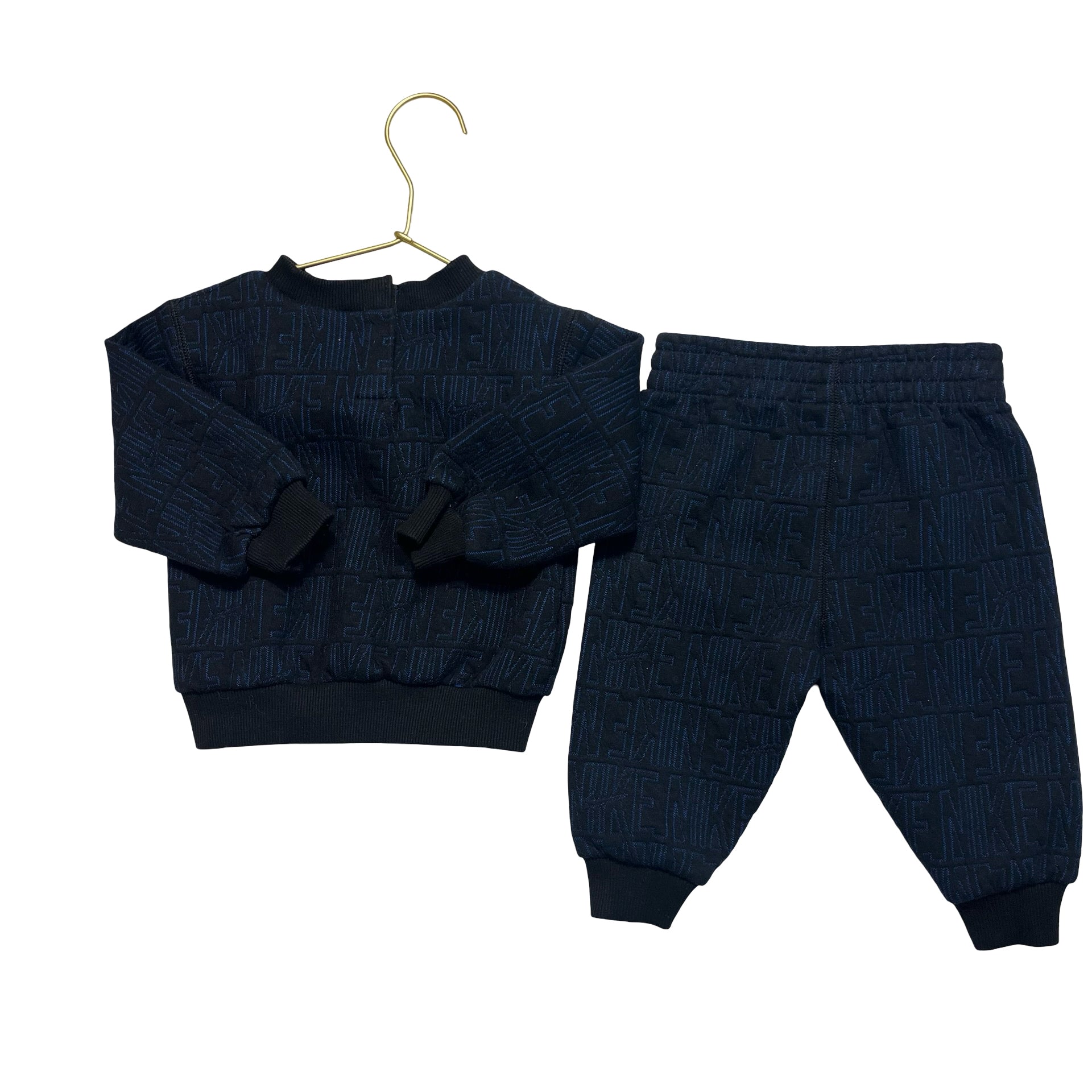 Nike Black & Blue Quilted Brand Sweatshirt & Jogger Set - Size 12 Mo