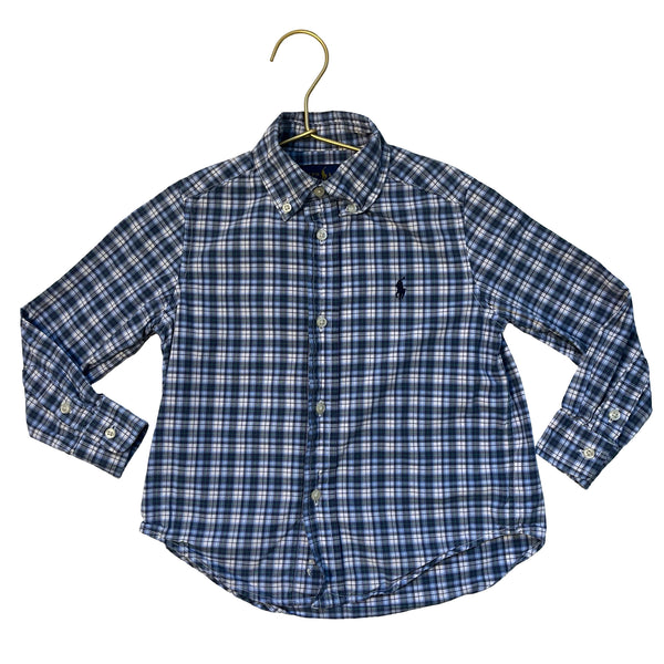 Ralph Lauren Blue, White, Navy Plaid Button Down Shirt - Size 3