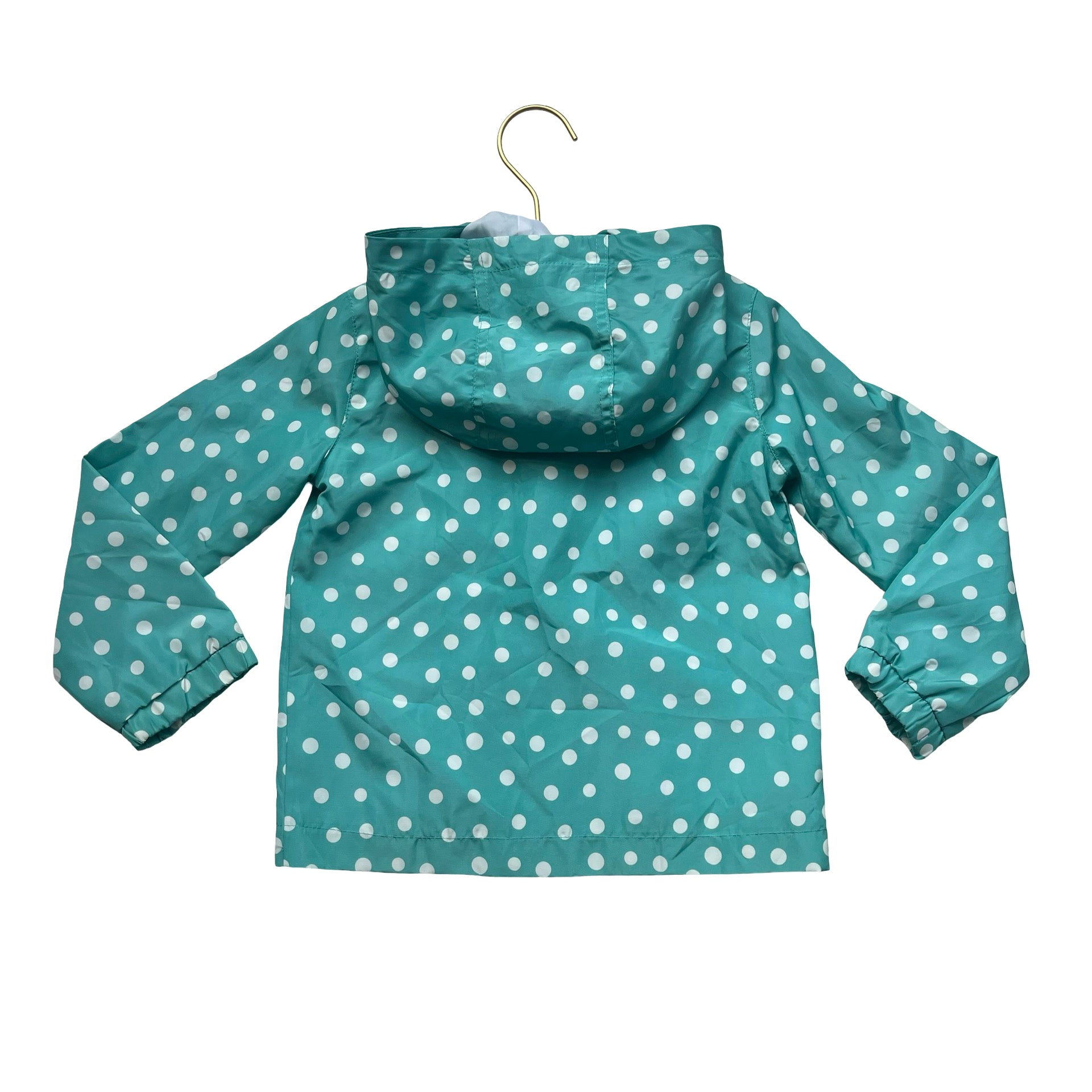 Me Jane Mini Green Polka Dot Hooded Windbreaker Jacket - Size 4T
