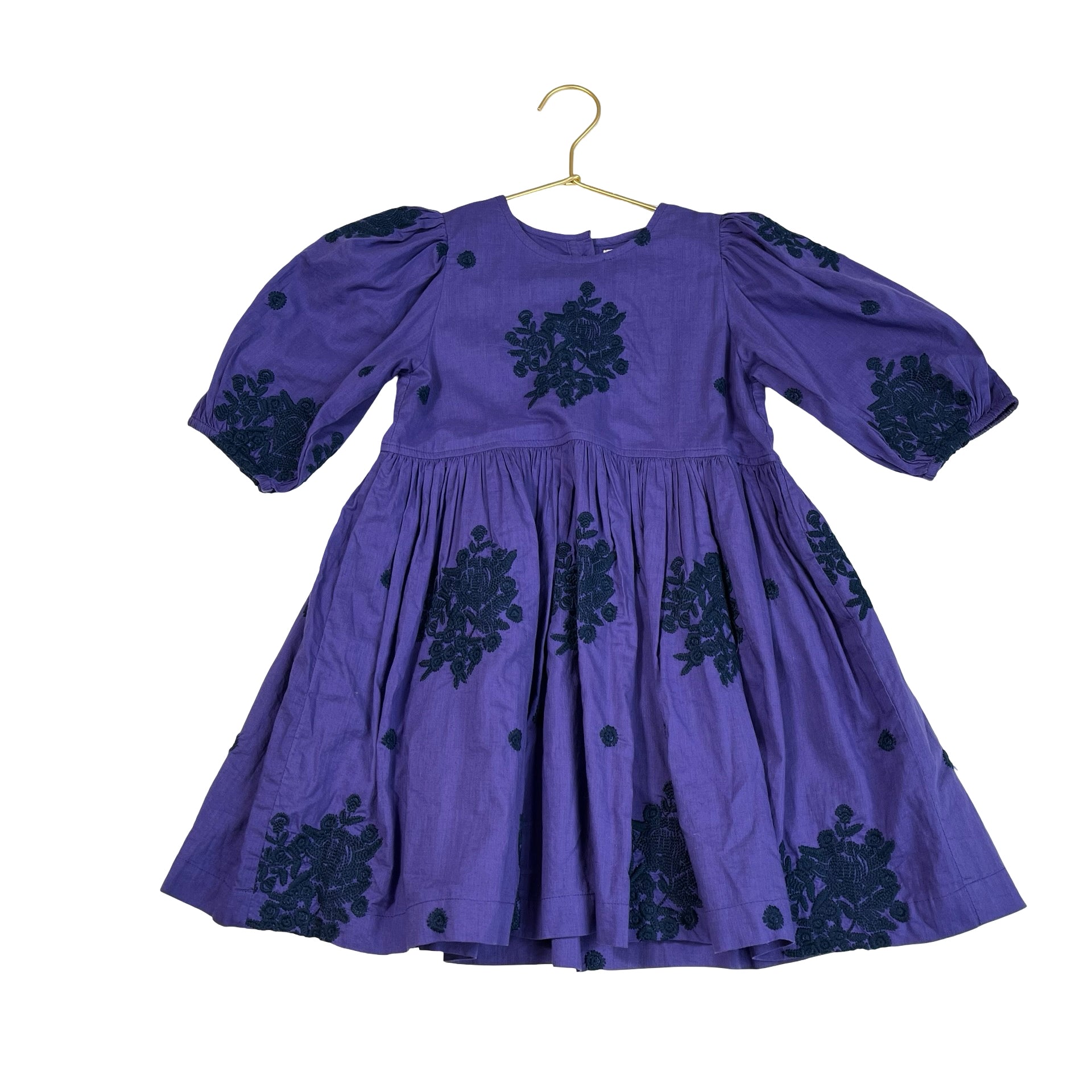Pink Chicken Purple & Navy Embroidered Dress - Size 5Y