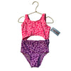 Cat & Jack Pink & Purple Leopard Print Monokini Swim Suit with Tags - XS 4-5