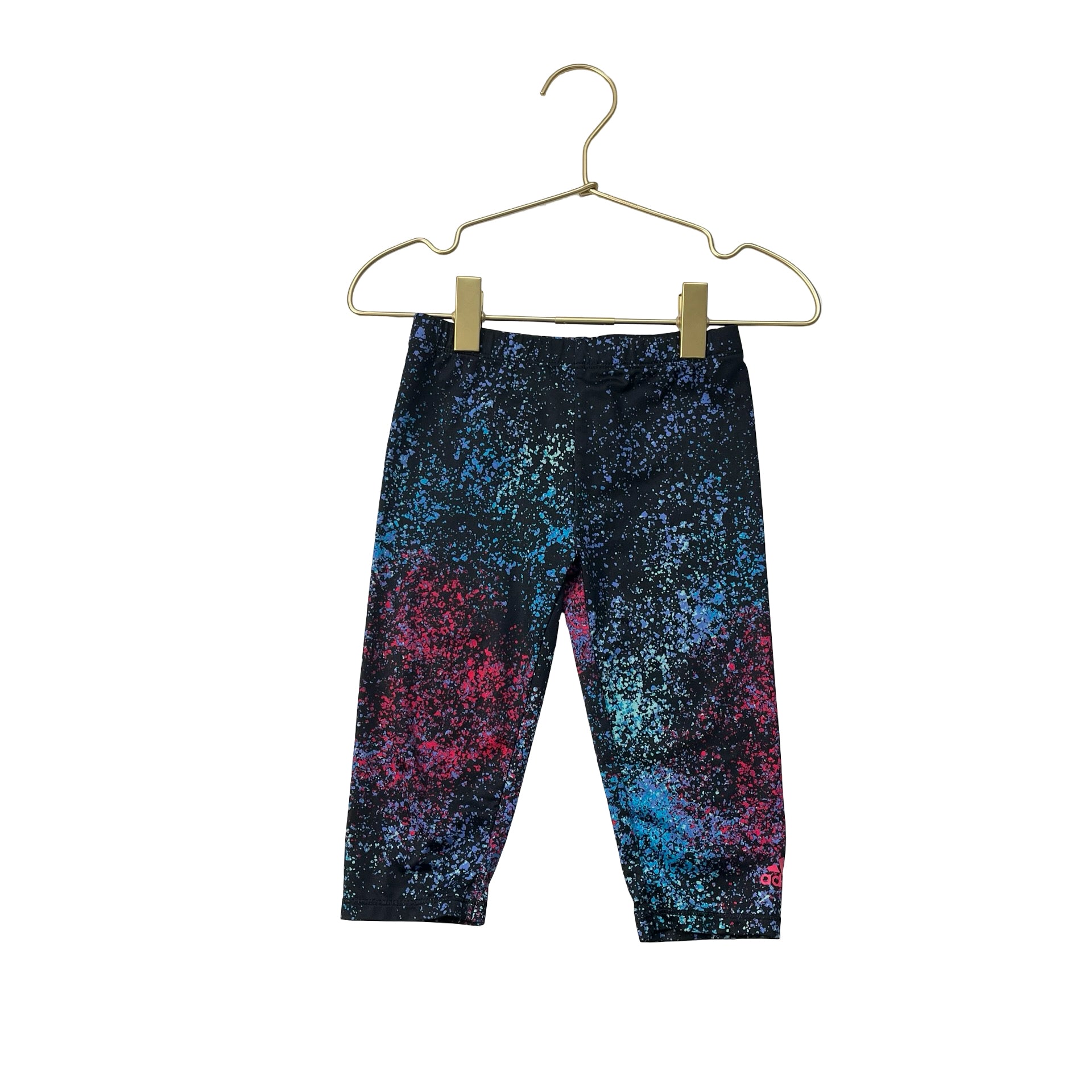 Adidas Black & Multi-Color Splash Print Athletic Cropped Leggings - Size 3
