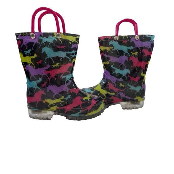 Adamumu Horse Pattern Light - Up Rain Boots - Size 7 - Bounce Mkt