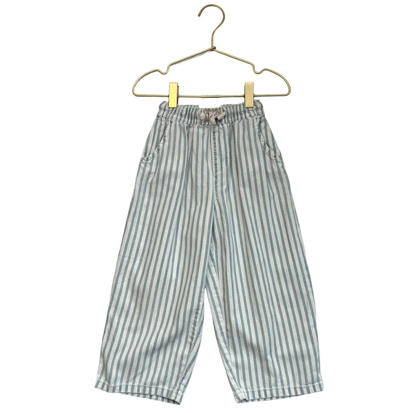 Zara Ivory & Green Striped Cotton-Linen Pants - Size 5