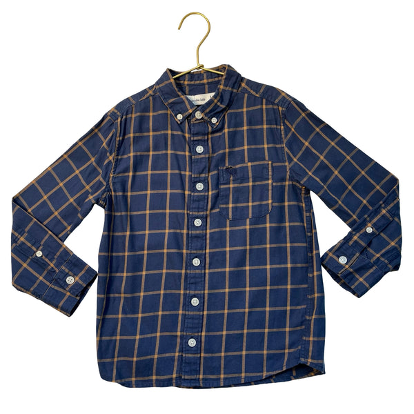 Abercrombie Kids Navy & Brown Check Button Down Shirt - Size 5-6