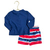 Carter's Navy Rash Guard & Striped Swim Suit - Size 9 Mo