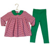 Stitchy Fish Red Striped Top & Green Leggings - Size 3T