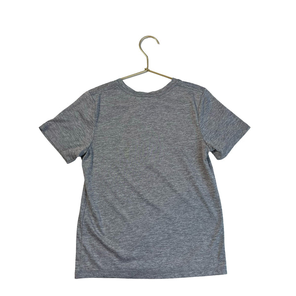 Adidas Heathered Gray, Blue & Black Logo Athletic T-Shirt - Size 5 est - Bounce Mkt