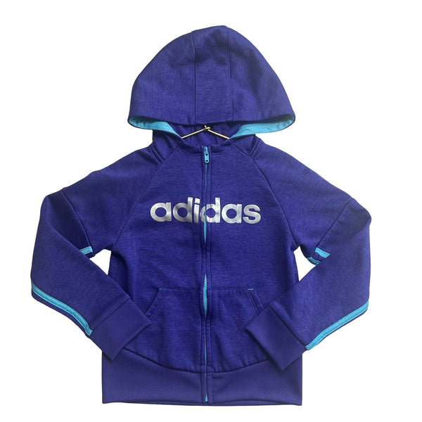 Adidas Purple, Teal, Silver Branded Zip - Up Hoodie - Size 5 - Bounce Mkt